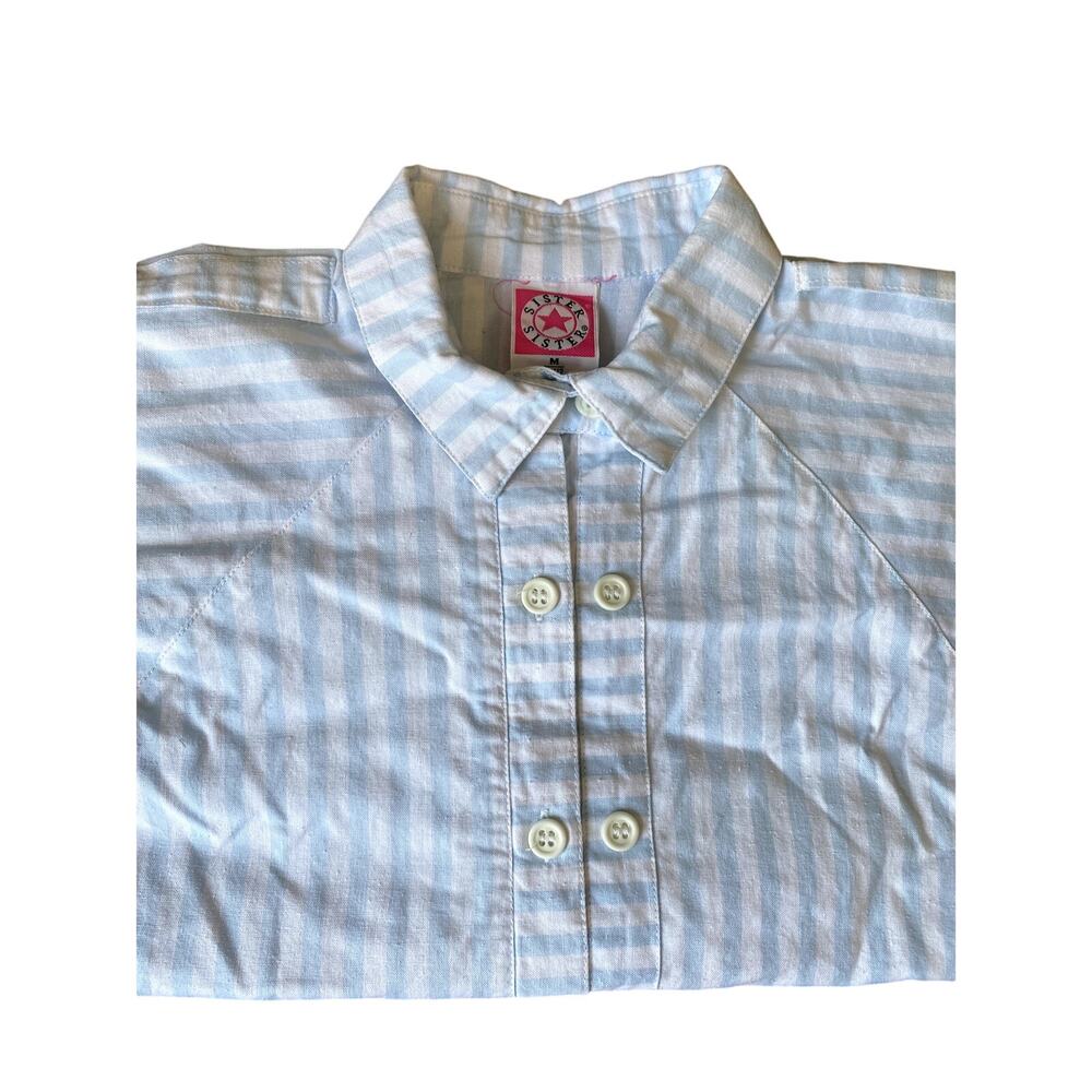 Sister Sister Blue/White Striped Button Up Youth M 10/12